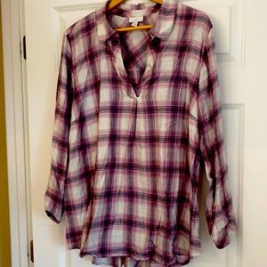 Purple plaid  flannel tunic top